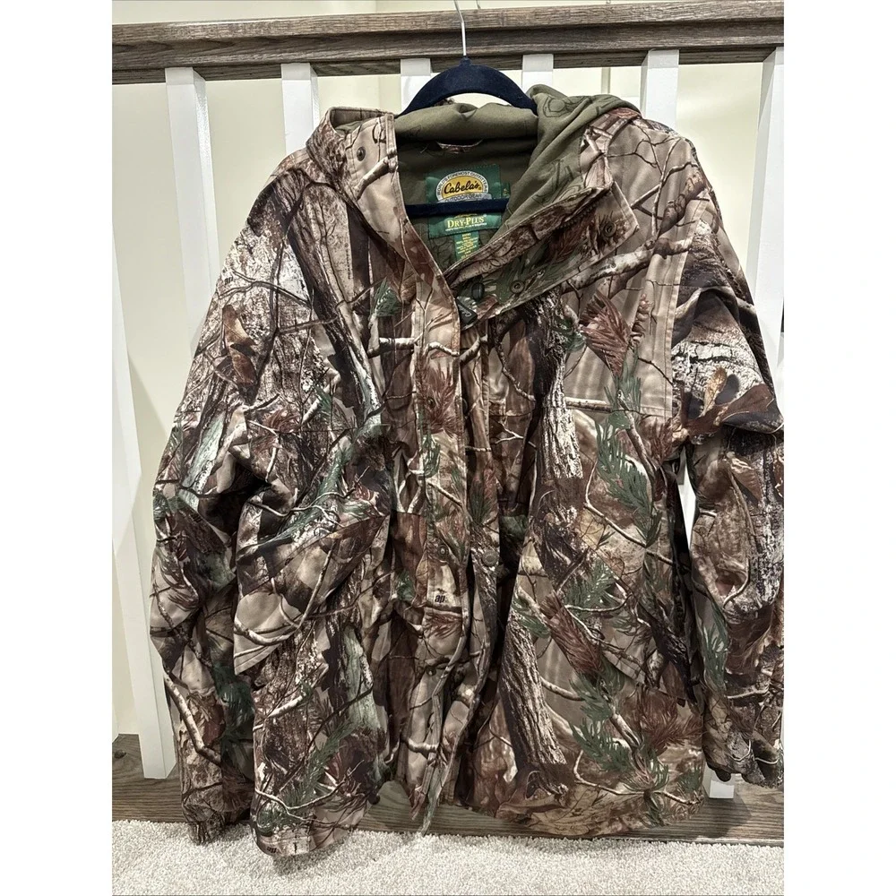 Cabelas Dry-Plus ScentLok Realtree Camo Hunting Jacket Mens XL Tall Hooded